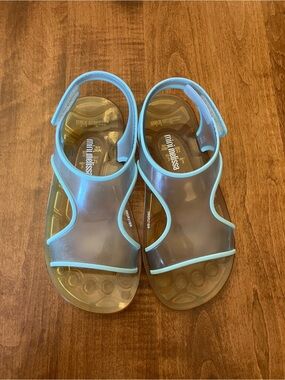 Mini Melissa girls Clear Jelly Sandals aqua size 2
